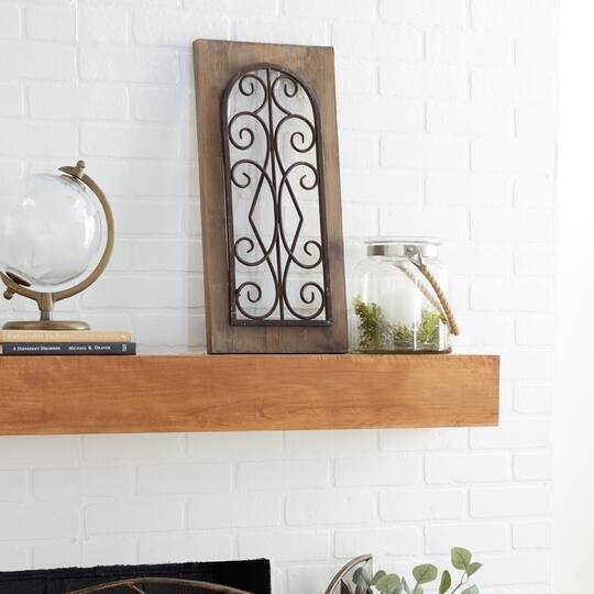 23" Brown Rustic Metal & Wood Arched Gate Wall Décor
